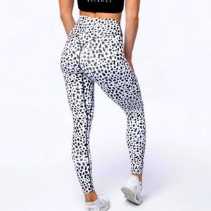 Balance Athletica Snow Leopard Black and White Spotted High Rise Leggings